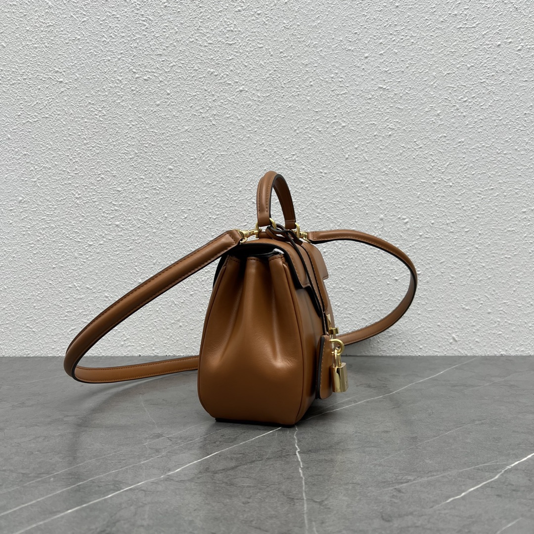 Celine Mini 16 Satinated Calfskin Handbag Shoulder Bag Brown 197983